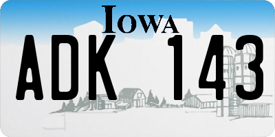 IA license plate ADK143
