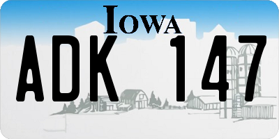 IA license plate ADK147