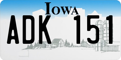 IA license plate ADK151