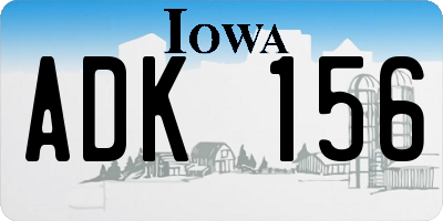 IA license plate ADK156