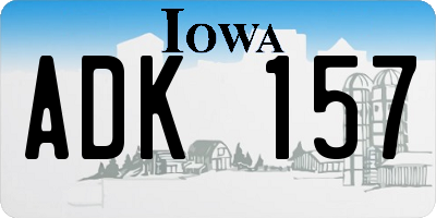 IA license plate ADK157