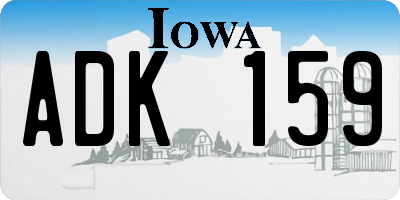 IA license plate ADK159