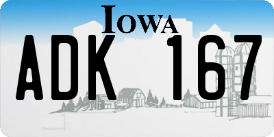 IA license plate ADK167