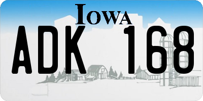 IA license plate ADK168
