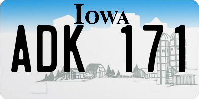 IA license plate ADK171