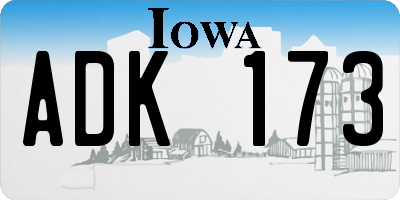 IA license plate ADK173