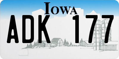 IA license plate ADK177