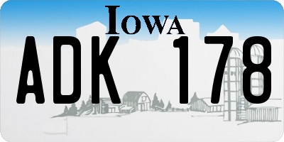 IA license plate ADK178