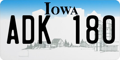 IA license plate ADK180