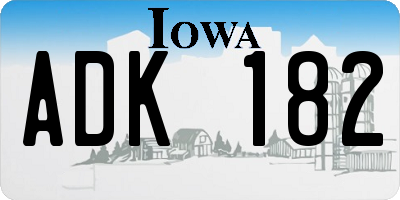 IA license plate ADK182