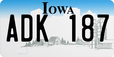 IA license plate ADK187