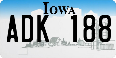 IA license plate ADK188