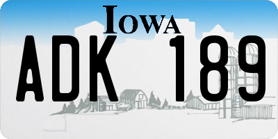 IA license plate ADK189