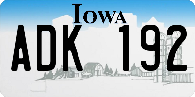 IA license plate ADK192