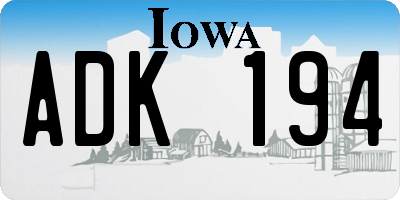 IA license plate ADK194