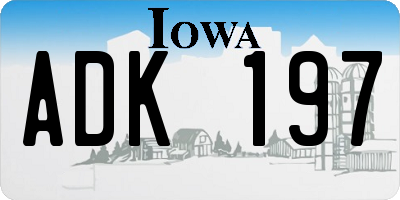 IA license plate ADK197
