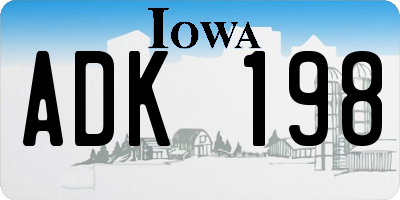 IA license plate ADK198
