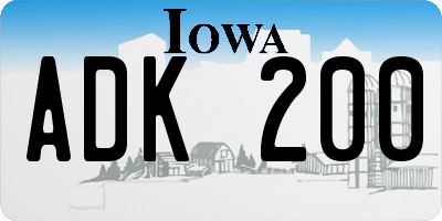 IA license plate ADK200