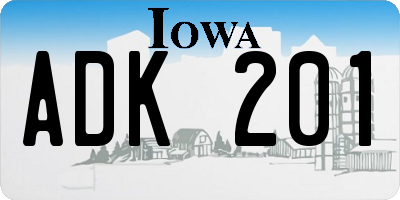 IA license plate ADK201