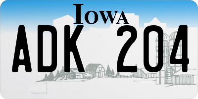 IA license plate ADK204