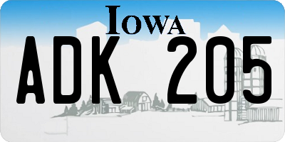 IA license plate ADK205