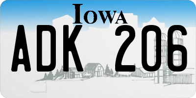 IA license plate ADK206