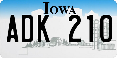 IA license plate ADK210