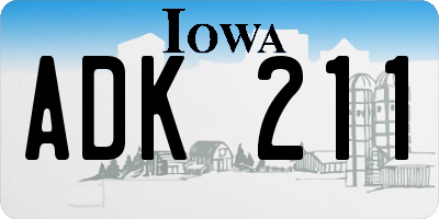 IA license plate ADK211
