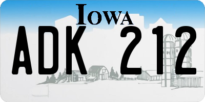 IA license plate ADK212