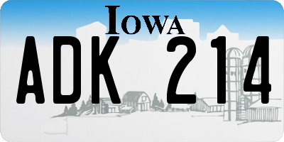 IA license plate ADK214