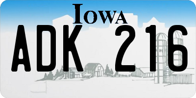 IA license plate ADK216
