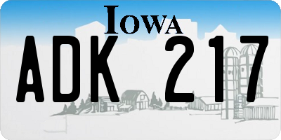 IA license plate ADK217
