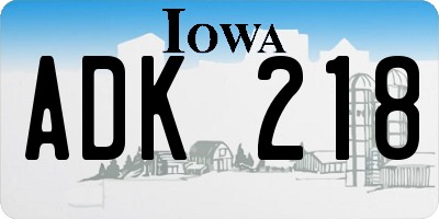 IA license plate ADK218