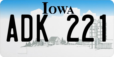 IA license plate ADK221