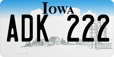 IA license plate ADK222