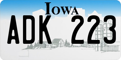 IA license plate ADK223