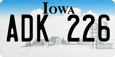 IA license plate ADK226