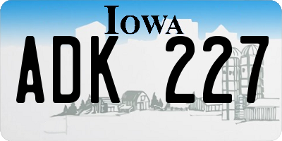 IA license plate ADK227