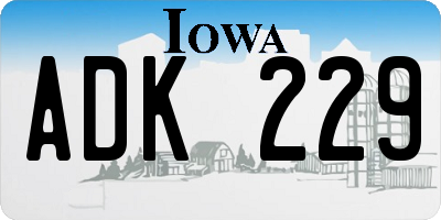 IA license plate ADK229