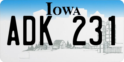 IA license plate ADK231