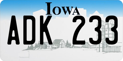 IA license plate ADK233