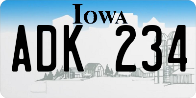 IA license plate ADK234