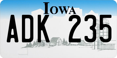 IA license plate ADK235