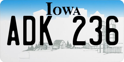 IA license plate ADK236