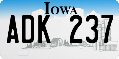 IA license plate ADK237