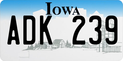IA license plate ADK239