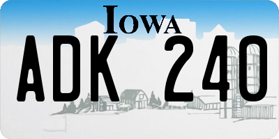 IA license plate ADK240