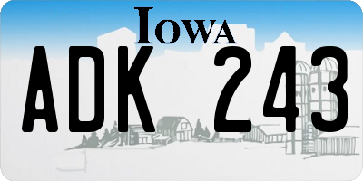IA license plate ADK243