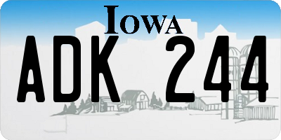 IA license plate ADK244