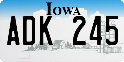 IA license plate ADK245